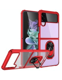 For Samsung Galaxy Z Flip4 5G Transparent TPU + Acrylic Ring Holder Phone Case(Red)