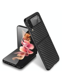 For Samsung Galaxy Z Flip4 Carbon Fiber Texture Skin-friendly Feel Full Body Folding Phone Case (Black)