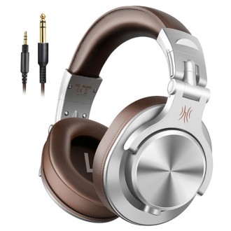 OneOdio A71 Head-mounted Noise Reduction Wired Headphone with Microphone(Brown)