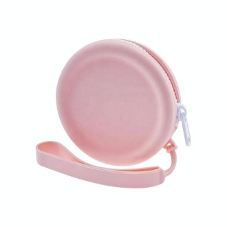 Circular Pet Snack Coin Purse Zipper Silicone Earphones Storage Bag(Pink)