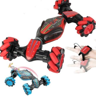 Gesture Sensing Remote Control Twisting Car Light Music Deformation Car Drift Traverse Dance Off-road Stunt Car(Red)