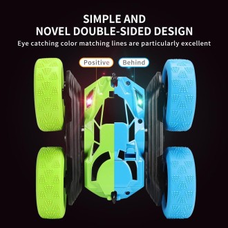 1:24 Double-Sided Stunt Car Rotating Tumbling And Twisting Stunt Car RC Climbing Children Remote Control Car(Sky Blue)