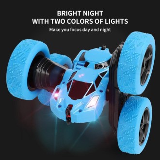 1:24 Double-Sided Stunt Car Rotating Tumbling And Twisting Stunt Car RC Climbing Children Remote Control Car(Sky Blue)