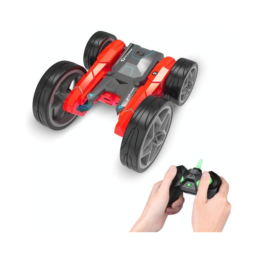 Stunt High-Speed Deformation Electric Remote Control Car Children Double-Sided Rolling Toy Off-Road Vehicle(Red)