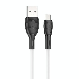 Borofone BX86 Advantage 2.4A USB to Micro USB Silicone Charging Data Cable, Length:1m(White)