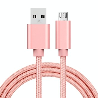 1m 3A Woven Style Metal Head Micro USB to USB Data / Charger Cable(Rose Gold)