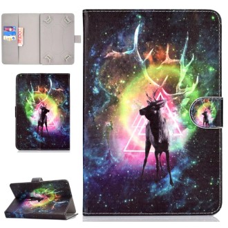 For 8 inch Universal Tablet PC Colored Drawing Pattern Horizontal Flip PU Leather Case with Holder & Card Slot(Starry Deer)