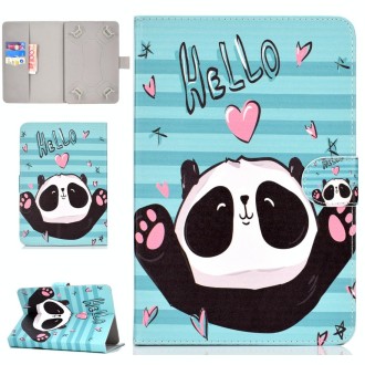 For 7 inch Universal Tablet PC Colored Drawing Pattern Horizontal Flip PU Leather Case with Holder & Card Slot(Love Panda)