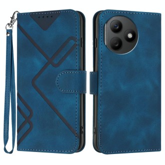 For Honor X50i+ Line Pattern Skin Feel Leather Phone Case(Royal Blue)