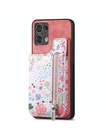 For OPPO Reno8 Pro 5G Retro Painted Zipper Wallet Back Phone Case(Pink)