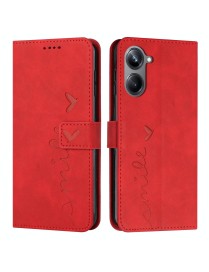 For Realme 10 Pro Skin Feel Heart Embossed Leather Phone Case(Red)