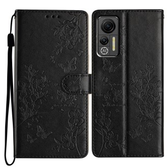 For Ulefone Note 14 Butterflies and Flowers Leather Phone Case(Black)