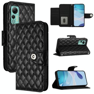 For Ulefone Note 14 Rhombic Texture Flip Leather Phone Case with Lanyard(Black)