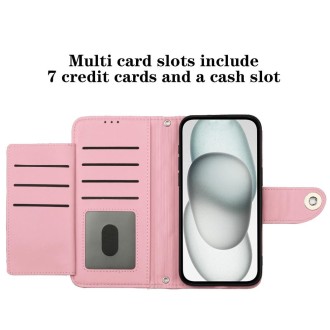 For Ulefone Note 14 Rhombic Texture Flip Leather Phone Case with Lanyard(Pink)