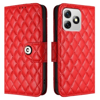 For Ulefone Note 18 Ultra Rhombic Texture Flip Leather Phone Case with Lanyard(Red)