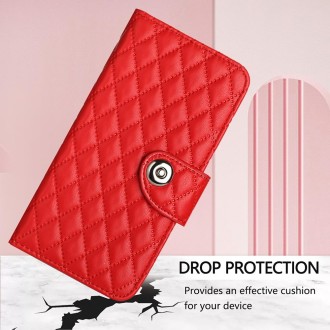 For Ulefone Note 18 Ultra Rhombic Texture Flip Leather Phone Case with Lanyard(Red)