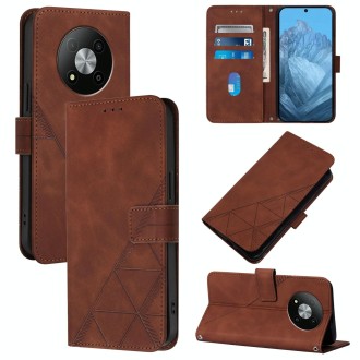 For ZTE Blade A73 5G Crossbody 3D Embossed Flip Leather Phone Case(Brown)