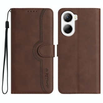 For ZTE Libero 5G IV Heart Pattern Skin Feel Leather Phone Case(Brown)