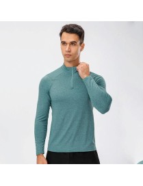 Autumn And Winter Half Zipper Long-sleeved Slim Fit Sportswear For Men (Color:Malachite Green Size:L)