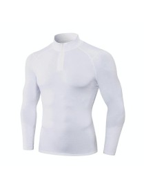 Autumn And Winter Plus Velvet Half Zipper Long-sleeved Slim Fit Sportswear For Men (Color:White Size:XL)