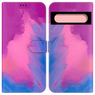 For Google Pixel 7 Watercolor Pattern Horizontal Flip Leather Phone Case(Purple Red)