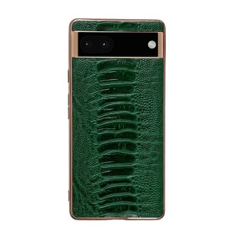 For Google Pixel 7 Genuine Leather Weilai Series Nano Electroplating Phone Case(Green)