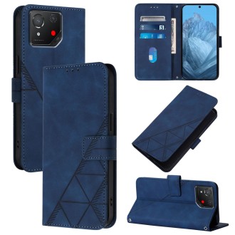 For Asus ROG Phone 8 Crossbody 3D Embossed Flip Leather Phone Case(Blue)