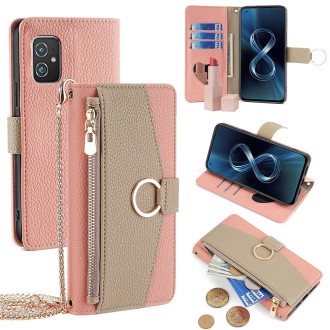 For Asus Zenfone 8 ZS590KS Crossbody Litchi Texture Leather Phone Case(Pink)