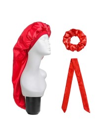3 PCS/Set Hair Care Long Cap + Turban + Hair Ring(Red)