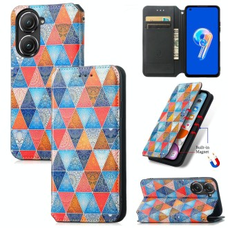 For Asus Zenfone 9 CaseNeo Colorful Magnetic Leather Phone Case(Rhombus Mandala)