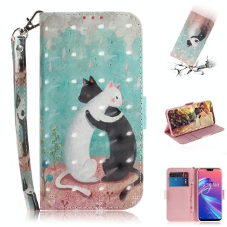 3D Colored Drawing Cats Pattern Horizontal Flip Leather Case for Asus Zenfone Max Pro (M2) ZB631KL, with Holder & Card Slots & W