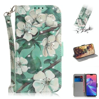 3D Colored Drawing Watercolor Flower Pattern Horizontal Flip Leather Case for Asus Zenfone Max Pro (M2) ZB631KL, with Holder & C