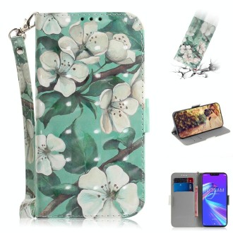 3D Colored Drawing Watercolor Flower  Pattern Horizontal Flip Leather Case for Asus Zenfone Max (M2) ZB633KL, with Holder & Card