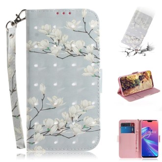 3D Colored Drawing Magnolia Pattern Horizontal Flip Leather Case for Asus Zenfone Max Pro (M2) ZB631KL, with Holder & Card Slots