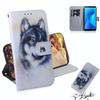 White Wolf Pattern Coloured Drawing Horizontal Flip Leather Case for Asus Zenfone Max Plus (M1) ZB570TL, with Holder & Card Slot