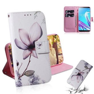 Magnolia Flower Pattern Coloured Drawing Horizontal Flip Leather Case for Asus Zenfone Max Pro (M1) ZB601KL, with Holder & Card 