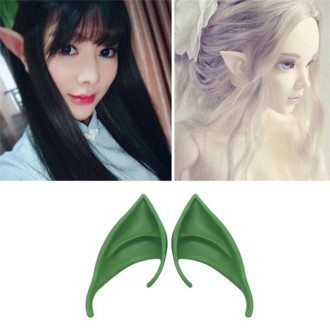 1pair Halloween Elf Latex Ears Cosplay Props, Size: 10cm(Green)