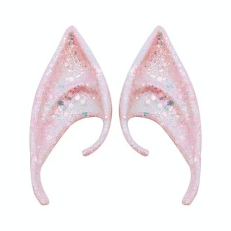 1pair Latex Elf Ears With Glitter Halloween Party Pixie Ears Cosplay Props 10cm Pink 