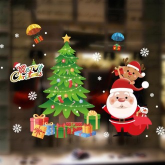 Santa Claus Hanging Stickers Shop Window Glass Door Living Room Wall Stickers(6307)