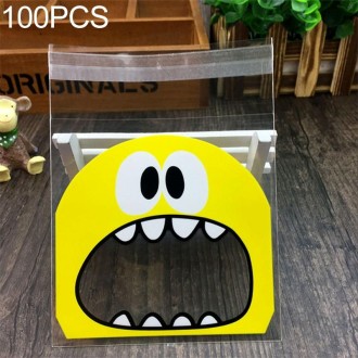 100 PCS Cute Big Teech Mouth Monster Plastic Bag Wedding Birthday Cookie Candy Gift OPP Packaging Bags, Gift Bag Size:7x7cm(Yell