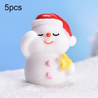 5pcs Christmas Cute Micro Landscape DIY Bonsai Decoration Snowscape Ornament, Style: No.1 Star Snowman