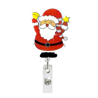 68cm Christmas Cartoon Pull Badge Reel Rotatable Certificate Buckle, Style: Santa Claus