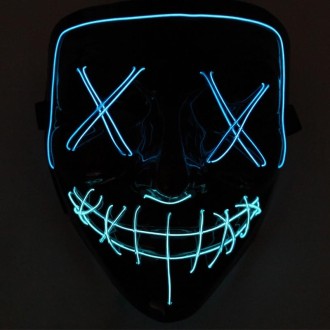 Halloween Festival Party X Face Seam Mouth Two Color LED Luminescence Mask(Blue+Ice Blue)