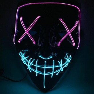 Halloween Festival Party X Face Seam Mouth Two Color LED Luminescence Mask(Purple Blue)