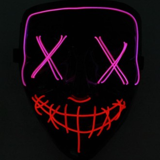 Halloween Festival Party X Face Seam Mouth Two Color LED Luminescence Mask(Purple Red)