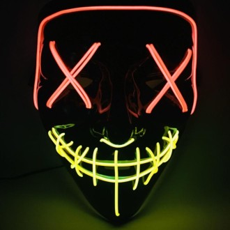 Halloween Festival Party X Face Seam Mouth Two Color LED Luminescence Mask(Orange Yellow)