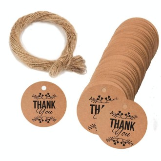 5 Bags 100PCS / Bag Kraft Paper Gift Tag With 20m Hemp Rope(L-01)