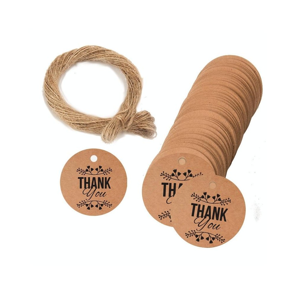 5 Bags 100PCS / Bag Kraft Paper Gift Tag With 20m Hemp Rope(L-01)