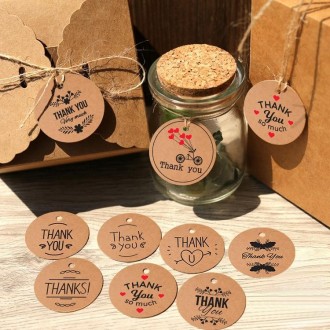 5 Bags 100PCS / Bag Kraft Paper Gift Tag With 20m Hemp Rope(L-01)