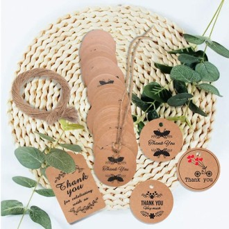 5 Bags 100PCS / Bag Kraft Paper Gift Tag With 20m Hemp Rope(L-01)